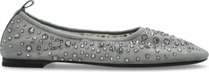 Ballet Flats With Shimmering Crystals, , - Grey