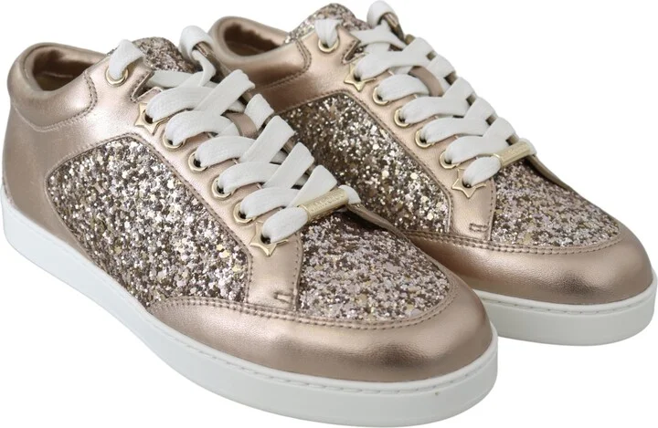 Ballet Pink Glitter Leather Women's Sneakers - Image 2
