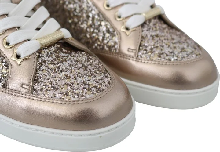 Ballet Pink Glitter Leather Women's Sneakers - Image 3