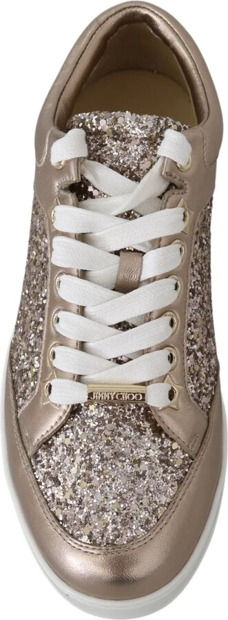 Ballet Pink Glitter Leather Women's Sneakers - Image 4