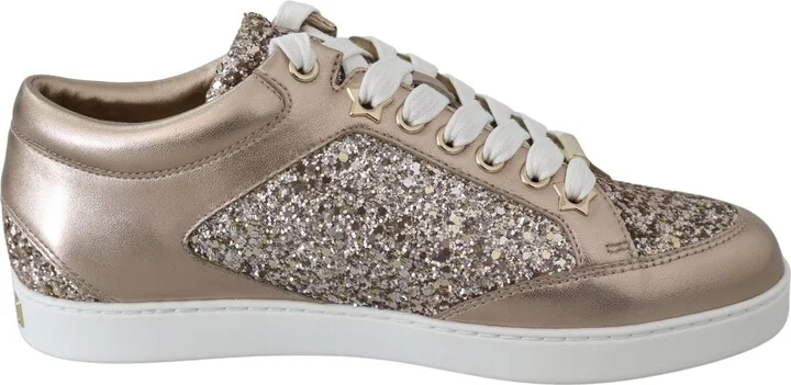Ballet Pink Glitter Leather Women's Sneakers