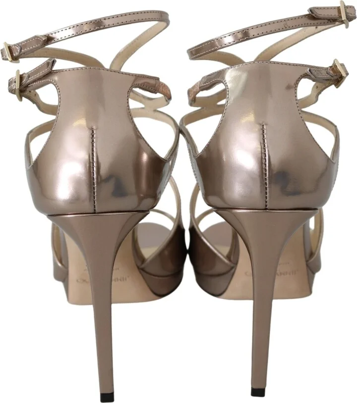 Ballet Pink Liquid Mirror Leather Women's Sandals - Image 5