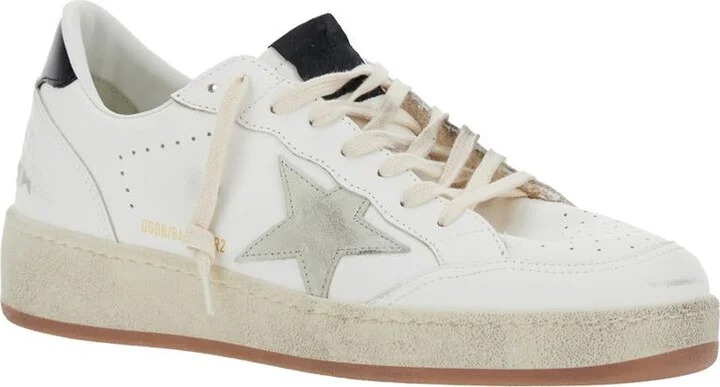 'Ballstar 2' White Low Top Sneakers With Star Patch On The Side And Laminated Heel In Leather Man - Image 2