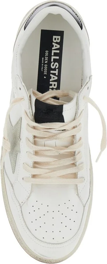 'Ballstar 2' White Low Top Sneakers With Star Patch On The Side And Laminated Heel In Leather Man - Image 4