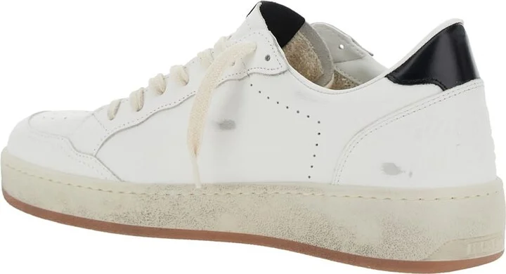 'ballstar 2' White Low Top Sneakers With Star Patch On The Side And Laminated Heel In Leather Man - Image 3