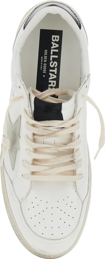 'ballstar 2' White Low Top Sneakers With Star Patch On The Side And Laminated Heel In Leather Man - Image 4