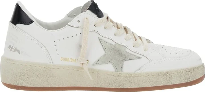 'ballstar 2' White Low Top Sneakers With Star Patch On The Side And Laminated Heel In Leather Man