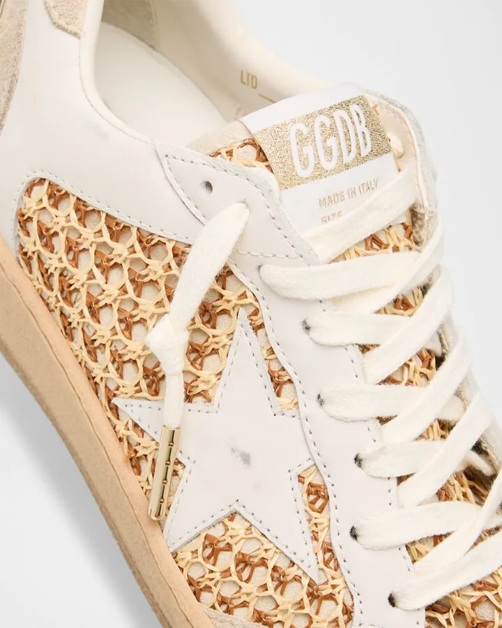 Ballstar Raffia Net Leather Low-Top Sneakers - Image 4