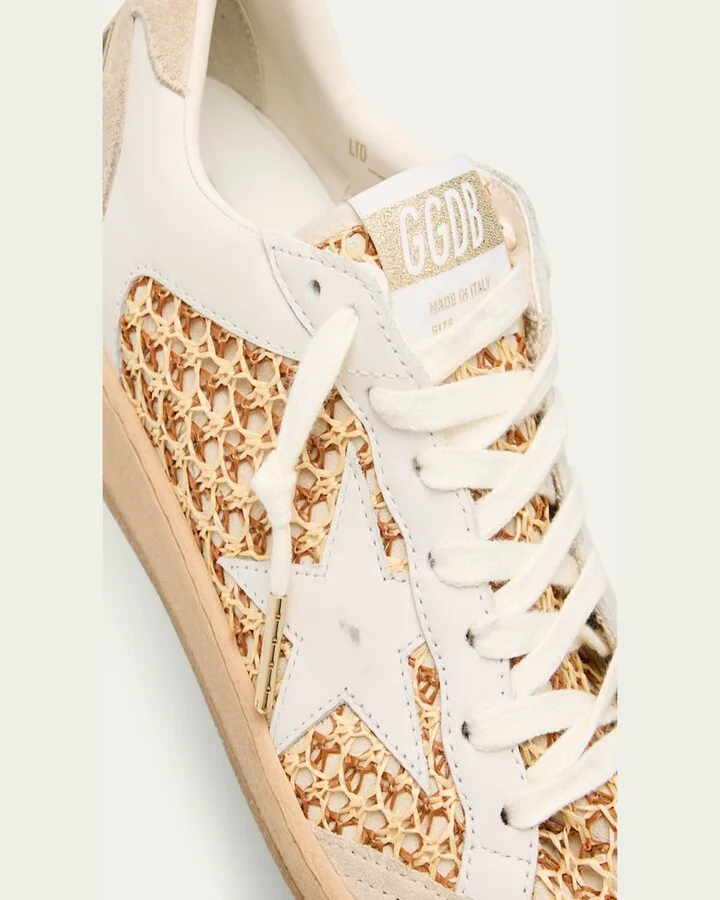 Ballstar Raffia Net Leather Low-Top Sneakers - Image 2