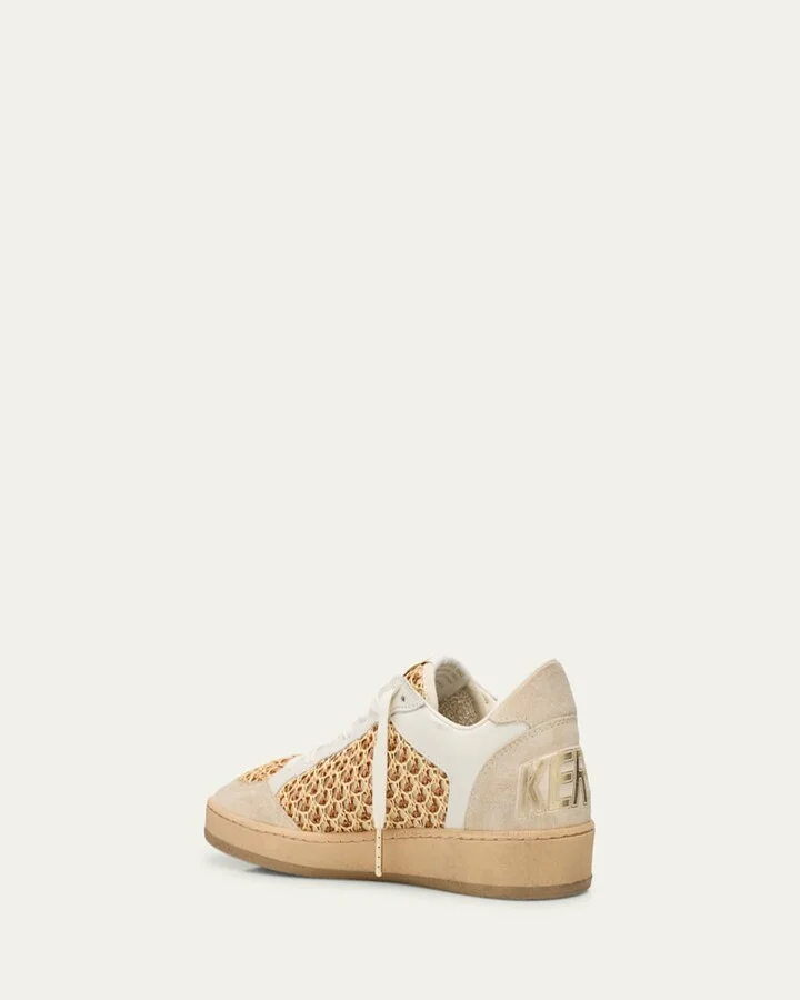 Ballstar Raffia Net Leather Low-Top Sneakers - Image 6