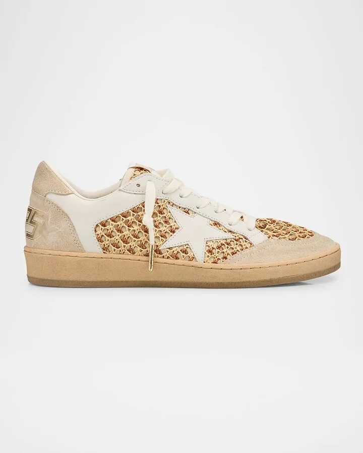 Ballstar Raffia Net Leather Low-Top Sneakers