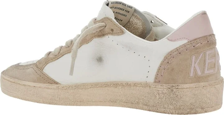 'ballstar' White Low Top Sneakers With Glittered Star Patch On The Side And Glittered Heel With Logo Lettering In Leather Woman - Image 3