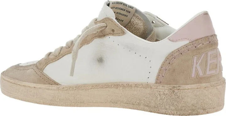 'Ballstar' White Low Top Sneakers With Glittered Star Patch On The Side And Glittered Heel With Logo Lettering In Leather Woman - Image 3