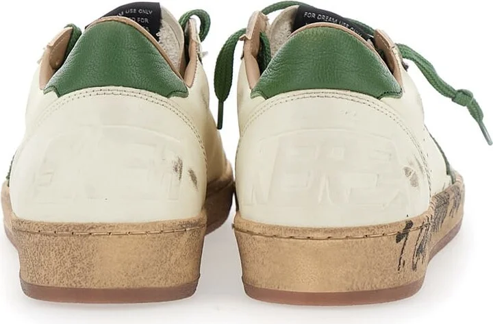 'ballstar' White Low Top Sneakers With Star Patch On The Side And Logo Patch On The Heel In Leather Man - Image 5