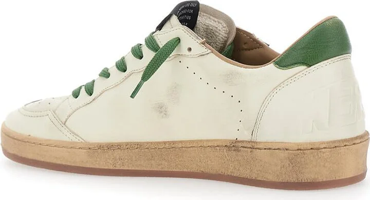 'Ballstar' White Low Top Sneakers With Star Patch On The Side And Logo Patch On The Heel In Leather Man - Image 3