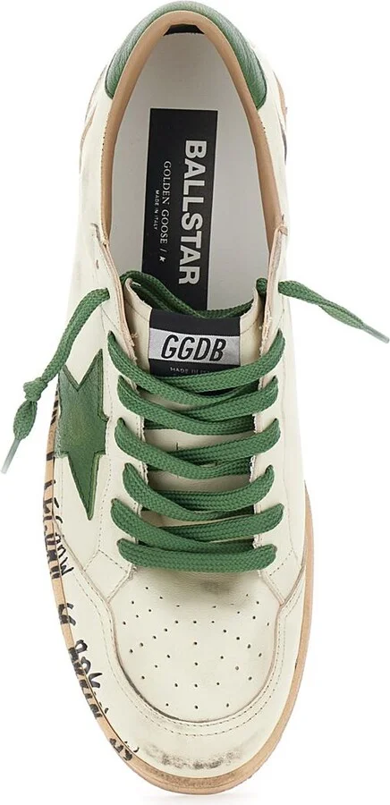 'Ballstar' White Low Top Sneakers With Star Patch On The Side And Logo Patch On The Heel In Leather Man - Image 4
