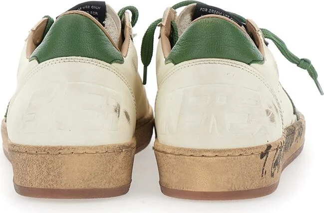 'Ballstar' White Low Top Sneakers With Star Patch On The Side And Logo Patch On The Heel In Leather Man - Image 5