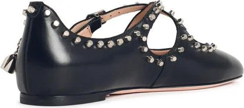 Bally 'Ballyrina' Black Leather Ballet Flats With Studs - Image 3