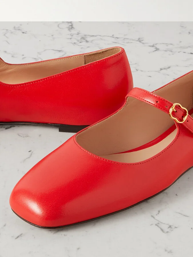 BALLY - Banya Leather Mary Jane Ballet Flats - Red - Image 4