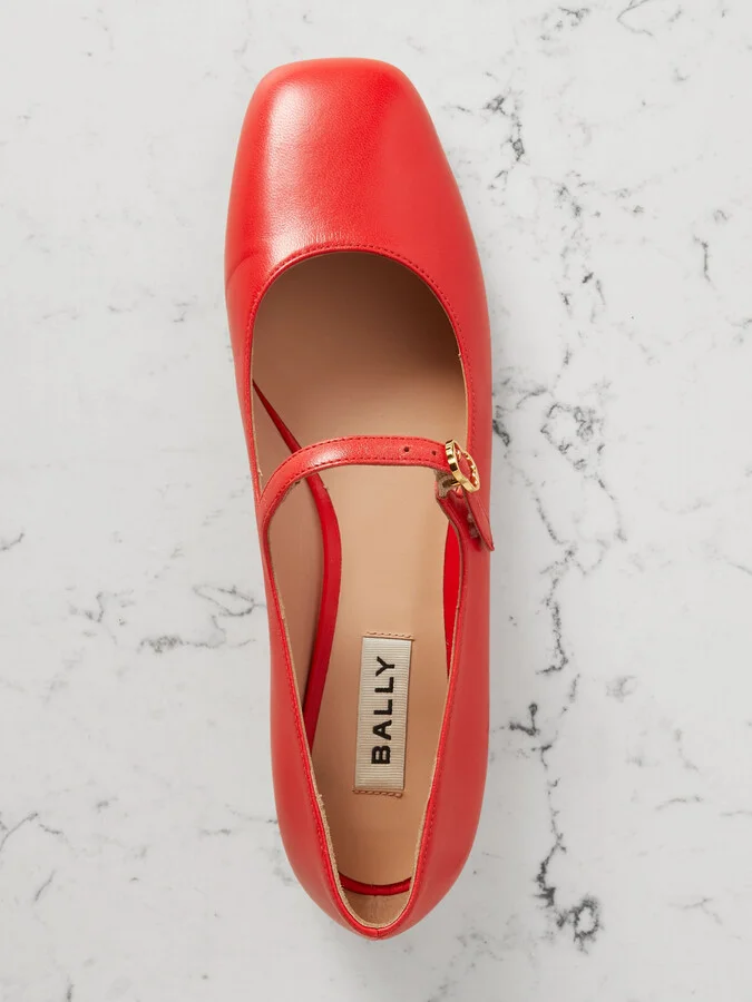 BALLY - Banya Leather Mary Jane Ballet Flats - Red - Image 5