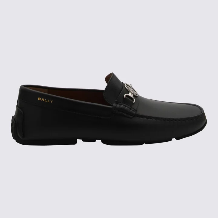 Bally Black And Palladium Suede Loafers