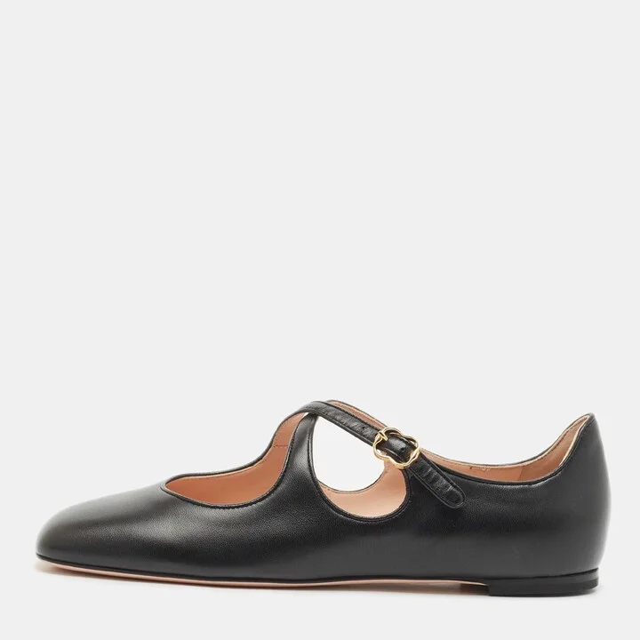 Bally Black Leather Byntia Ballet Flats Size 38