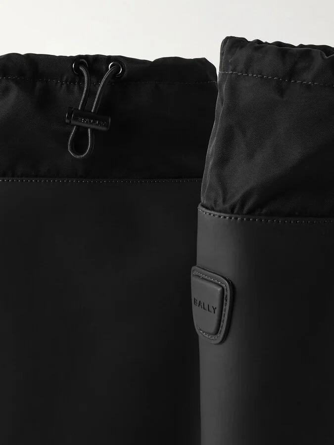 BALLY - Clover Twill-trimmed Coated-leather Knee Boots - Black - Image 4