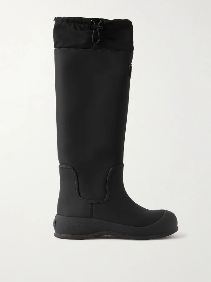 BALLY - Clover Twill-trimmed Coated-leather Knee Boots - Black