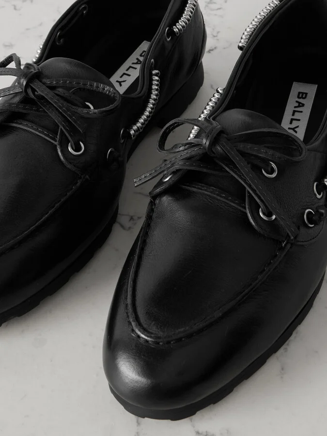 BALLY - Embellished Leather Loafers - Black - Image 4