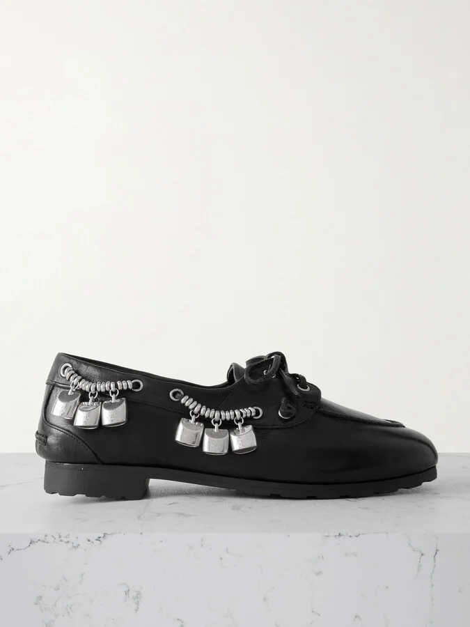 BALLY - Embellished Leather Loafers - Black