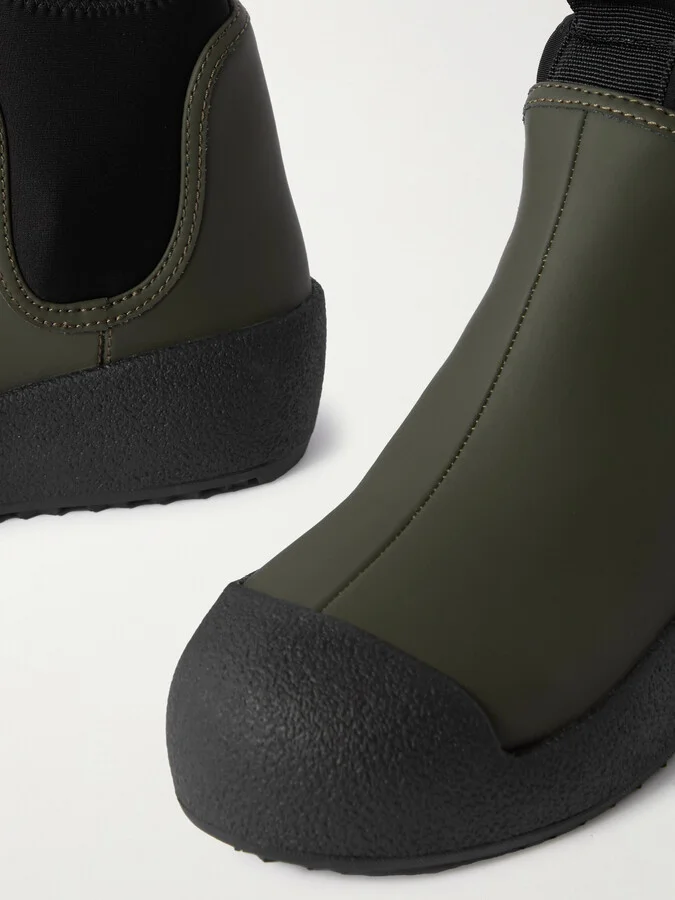 BALLY - Gadey Stretch-knit Trimmed Coated Leather Ankle Boots - Green - Image 4