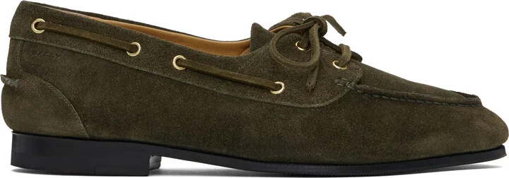 Bally Khaki Plume Boat Shoes