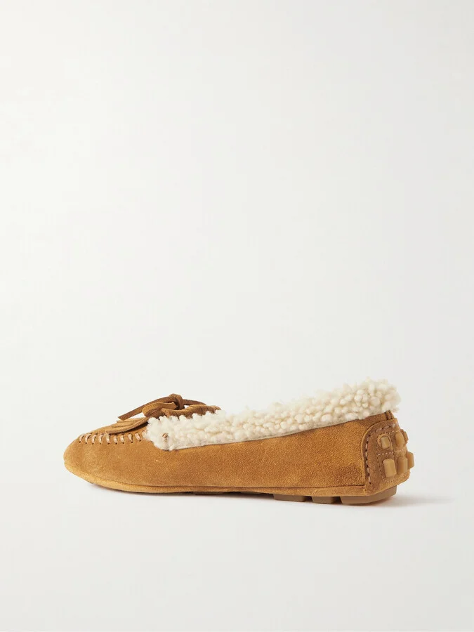 BALLY - Klemp Shearling-trimmed Suede Loafers - Brown - Image 3