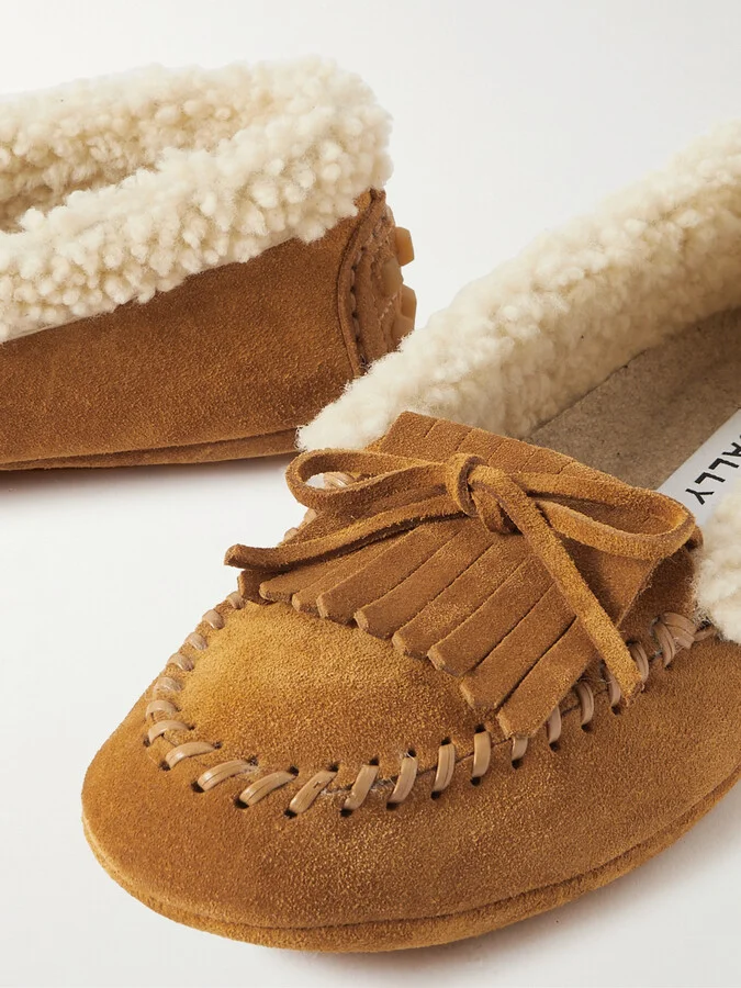 BALLY - Klemp Shearling-trimmed Suede Loafers - Brown - Image 4
