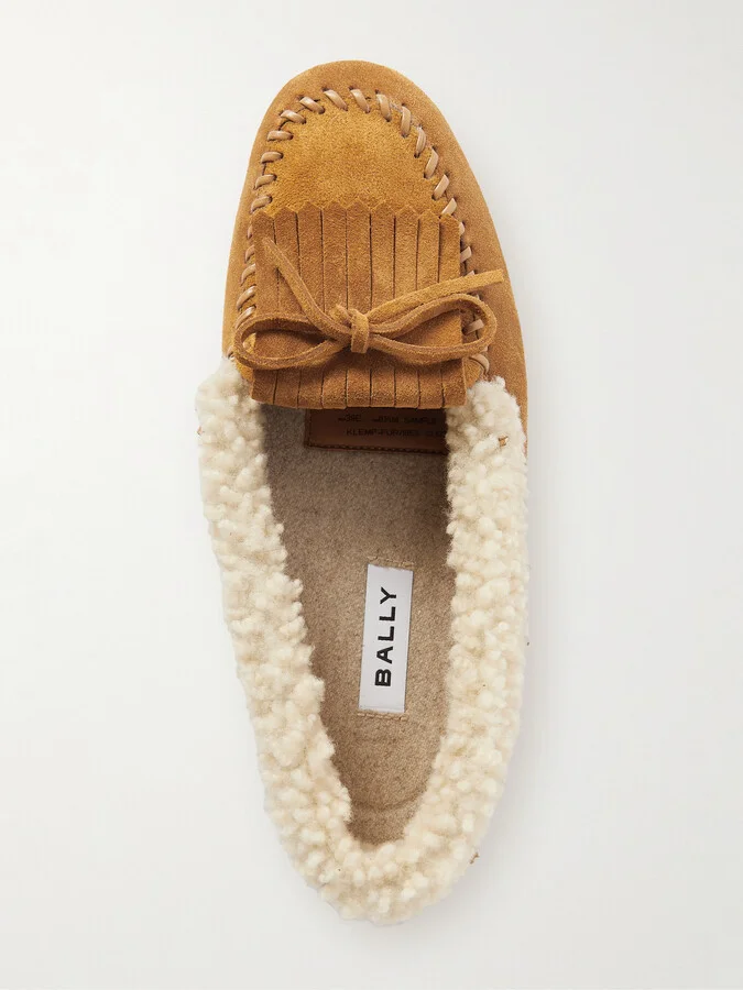 BALLY - Klemp Shearling-trimmed Suede Loafers - Brown - Image 5