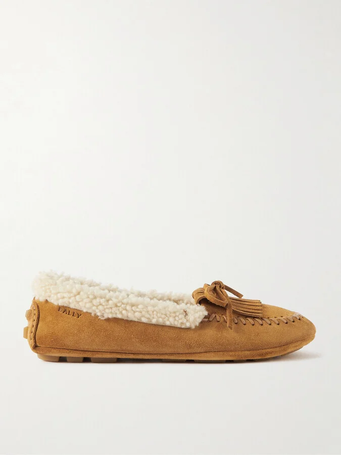 BALLY - Klemp Shearling-trimmed Suede Loafers - Brown