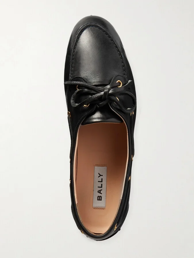 BALLY - Pathy Leather Boat Shoes - Black - Image 5