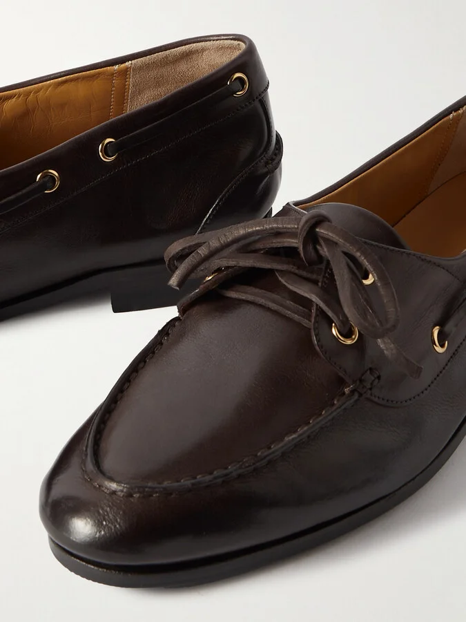 BALLY - Pathy Leather Boat Shoes - Brown - Image 4