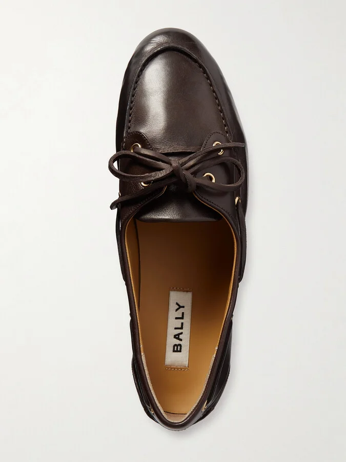 BALLY - Pathy Leather Boat Shoes - Brown - Image 5