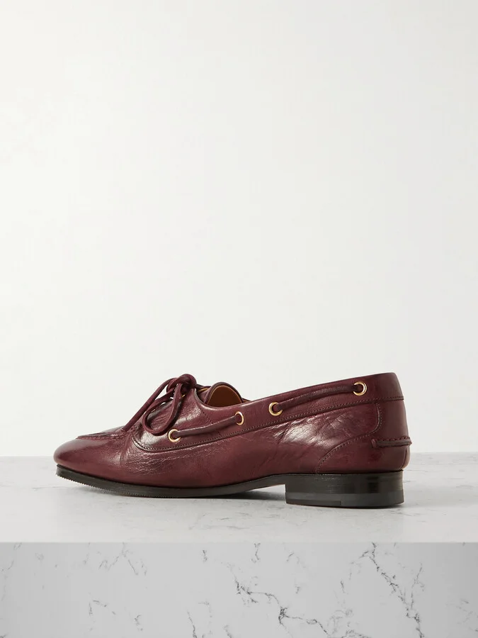 BALLY - Pathy Leather Boat Shoes - Burgundy - Image 3