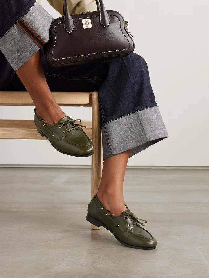 BALLY - Pathy Leather Boat Shoes - Green - Image 2