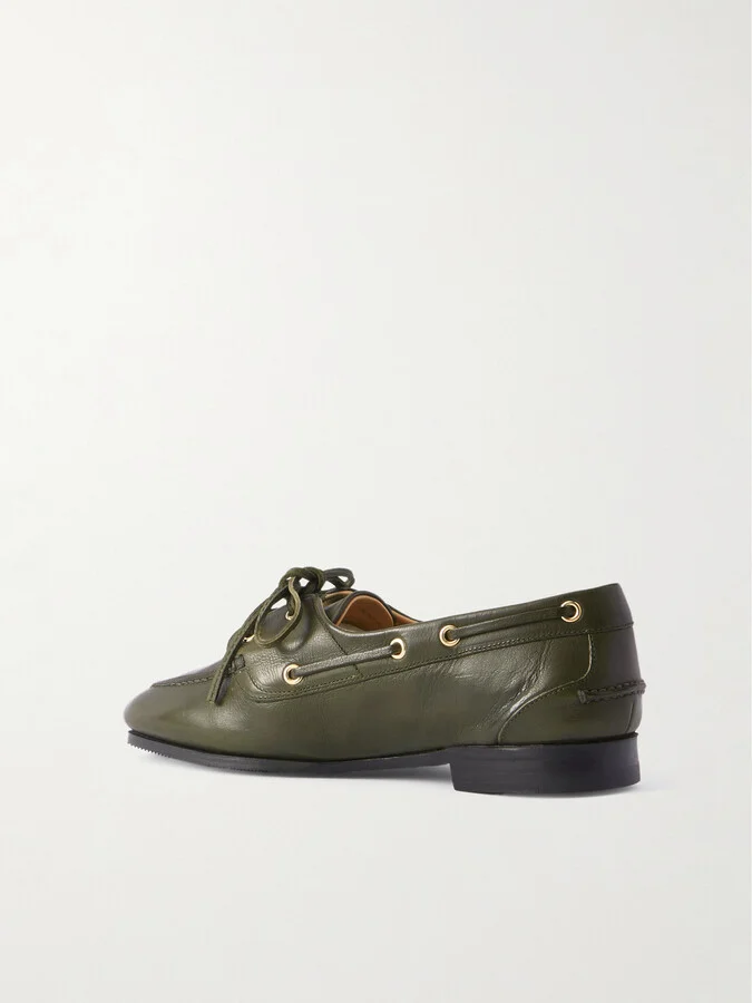 BALLY - Pathy Leather Boat Shoes - Green - Image 3