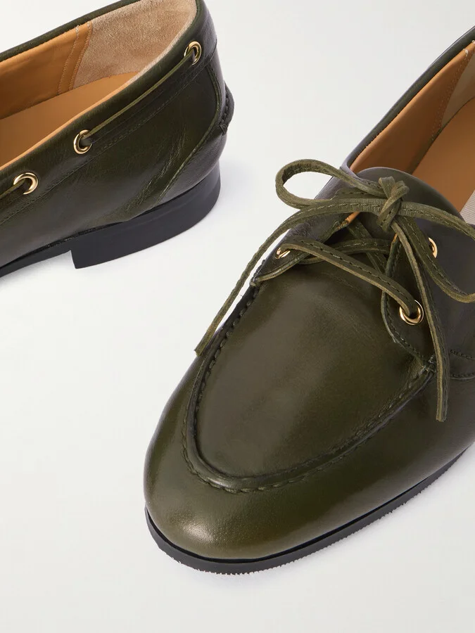 BALLY - Pathy Leather Boat Shoes - Green - Image 4