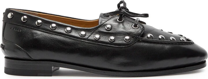 Bally Pathy Studded Glossed Leather Loafers