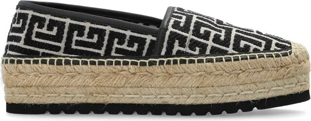 Balmain Alex Monogrammed Platform Espadrilles