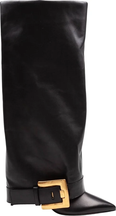Balmain Anthem Leather Boots, Black