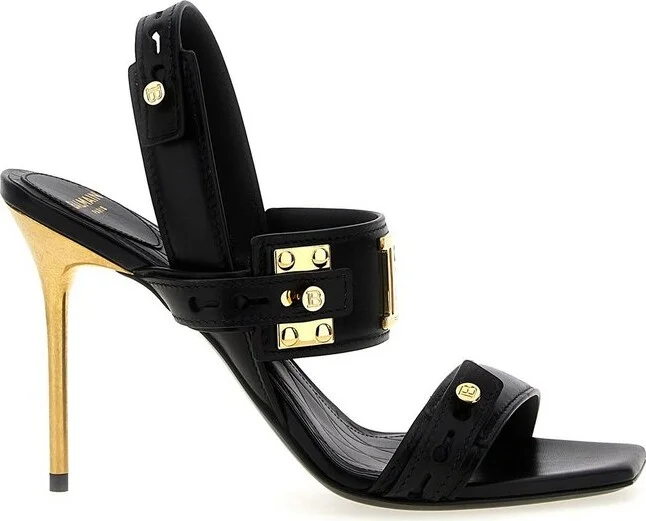 Balmain B-Buzz Logo Plaque Sandals