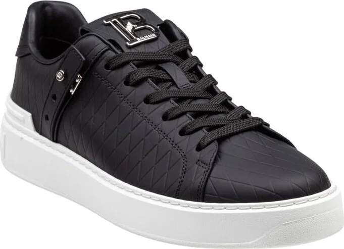 Balmain B-Court B-Buzz Sneakers In Calfskin With Diamond Embossing - Image 2