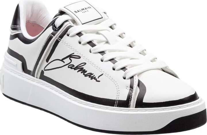 Balmain B-court Calf Leather Sneakers Color Black And White - Image 2