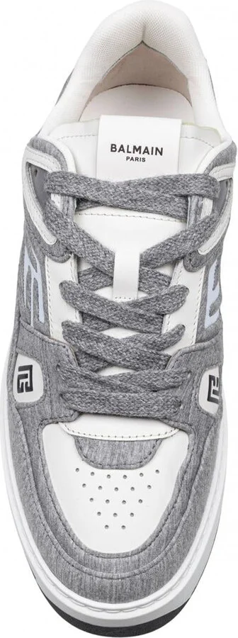 Balmain B-Court Skate Sneakers In Fleece And Calfskin - Image 3